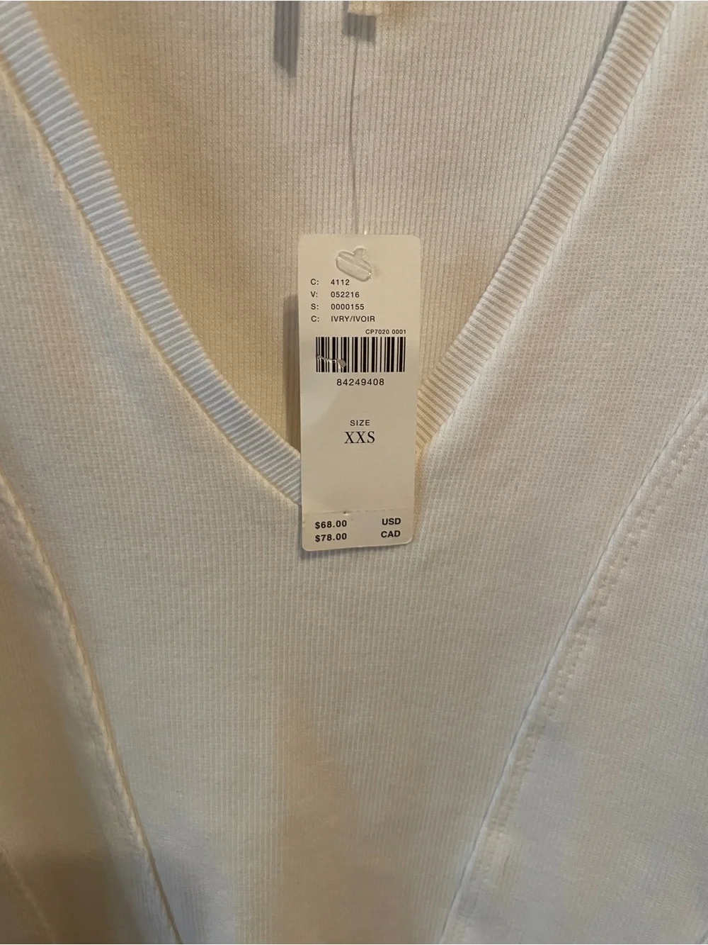 Anthropology V-Neck Puff Sleeve White Top XXS